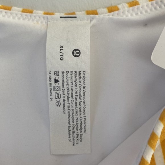 2021 Lululemon Yellow Striped Seersucker Skimpy Mid Rise Bikini Bottom Size XL - Picture 7 of 8